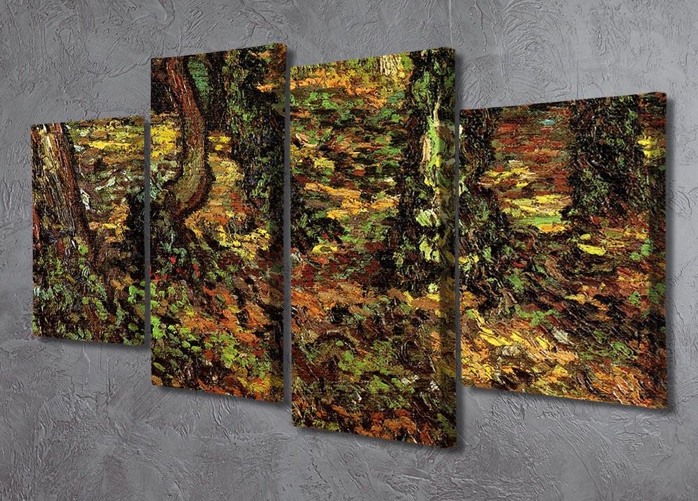 Tree Trunks with Ivy by Van Gogh 4 Split Panel Canvas - Canvas Art Rocks - 2