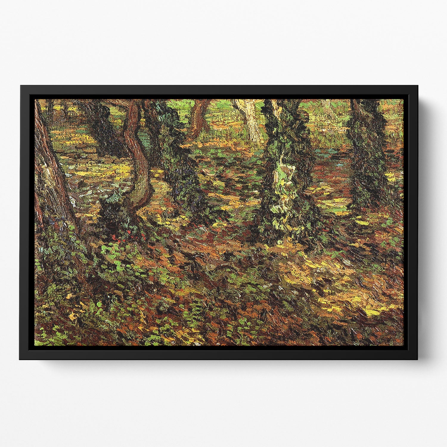 Tree Trunks with Ivy by Van Gogh Floating Framed Canvas