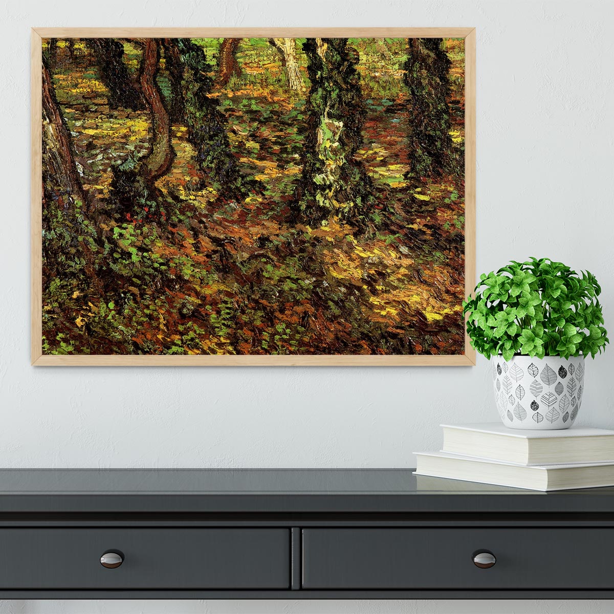 Tree Trunks with Ivy by Van Gogh Framed Print - Canvas Art Rocks - 4