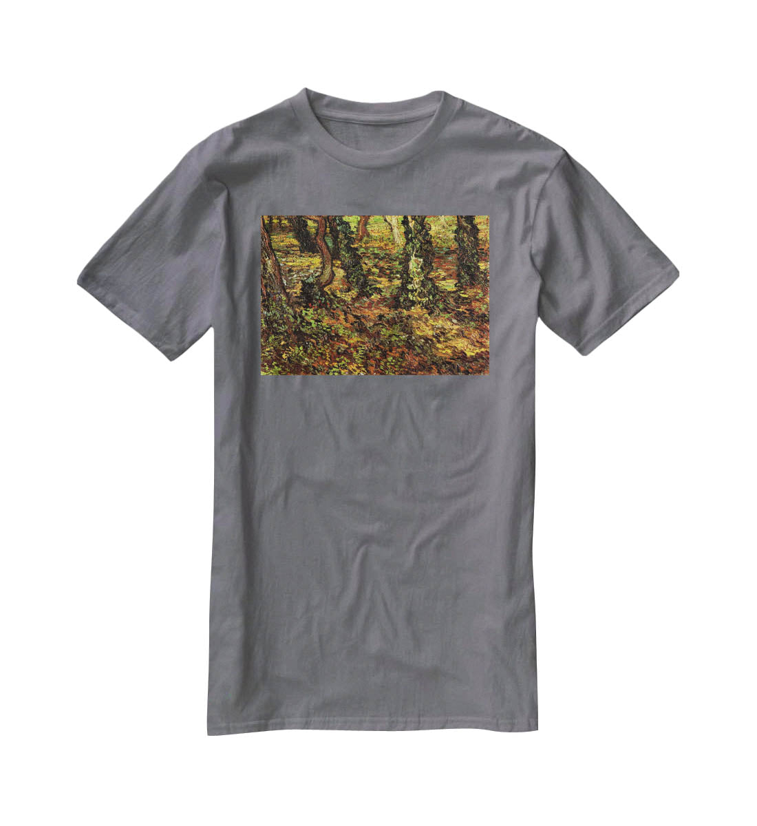 Tree Trunks with Ivy by Van Gogh T-Shirt - Canvas Art Rocks - 3