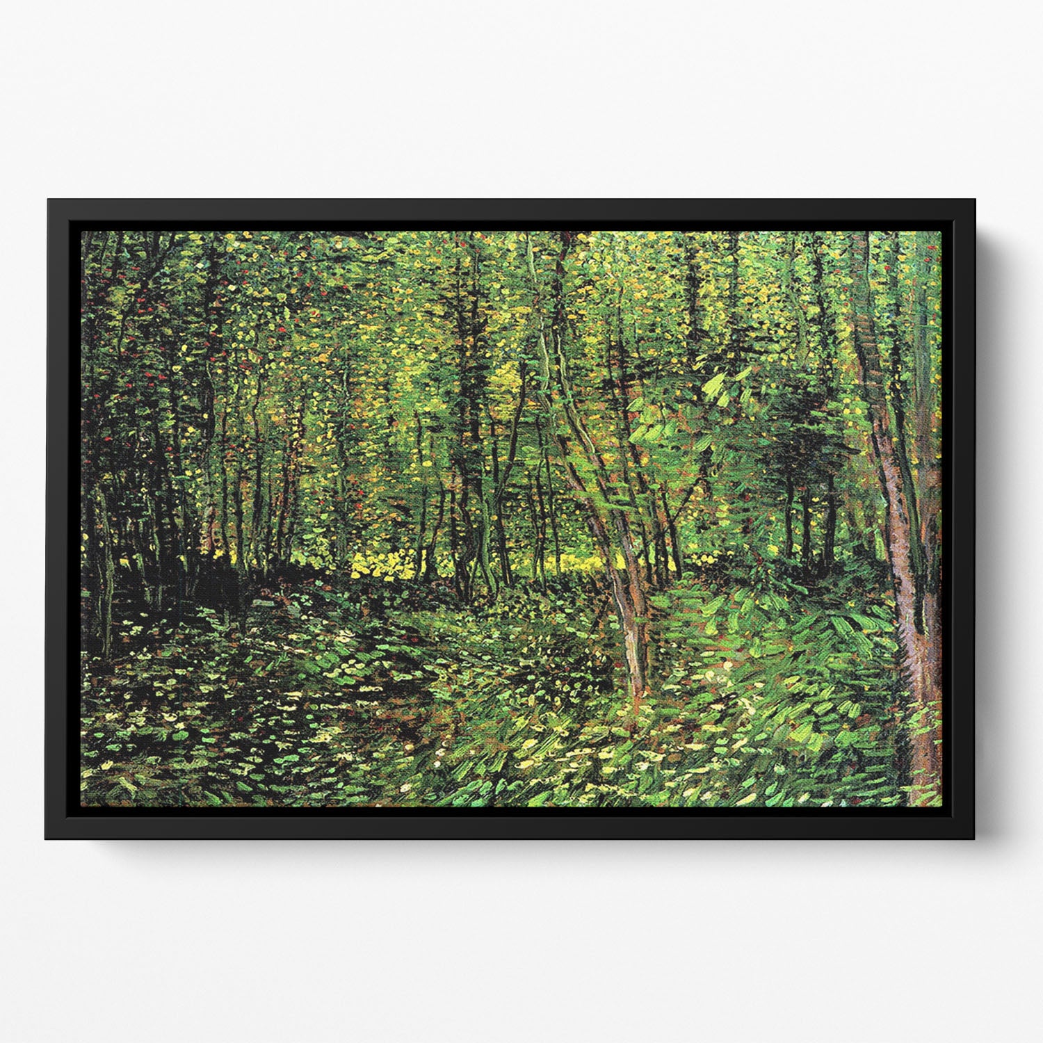 Trees and Undergrowth 2 by Van Gogh Floating Framed Canvas