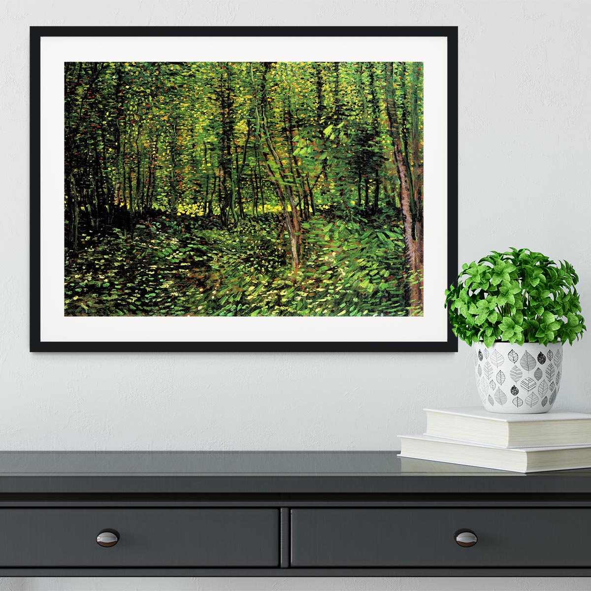 Trees and Undergrowth 2 by Van Gogh Framed Print - Canvas Art Rocks - 1