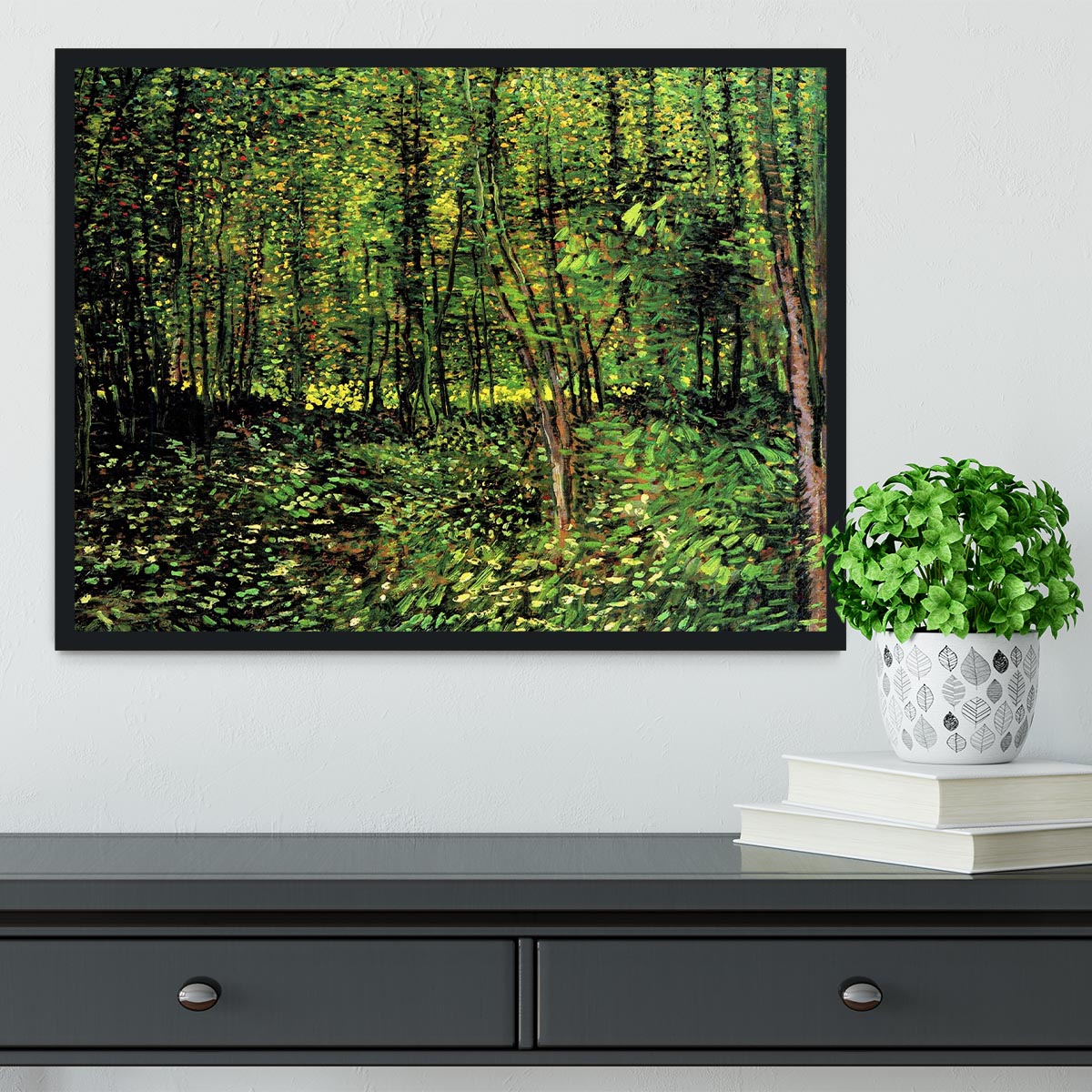 Trees and Undergrowth 2 by Van Gogh Framed Print - Canvas Art Rocks - 2