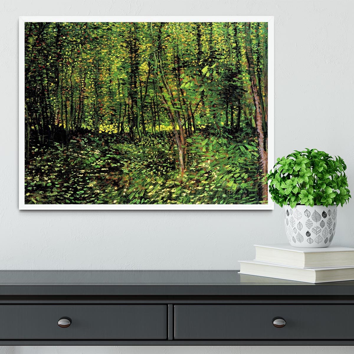 Trees and Undergrowth 2 by Van Gogh Framed Print - Canvas Art Rocks -6