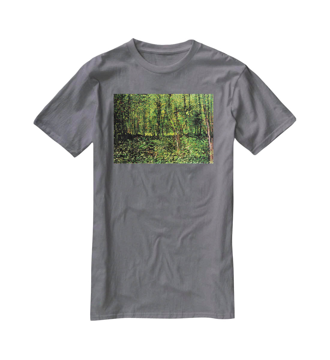 Trees and Undergrowth 2 by Van Gogh T-Shirt - Canvas Art Rocks - 3