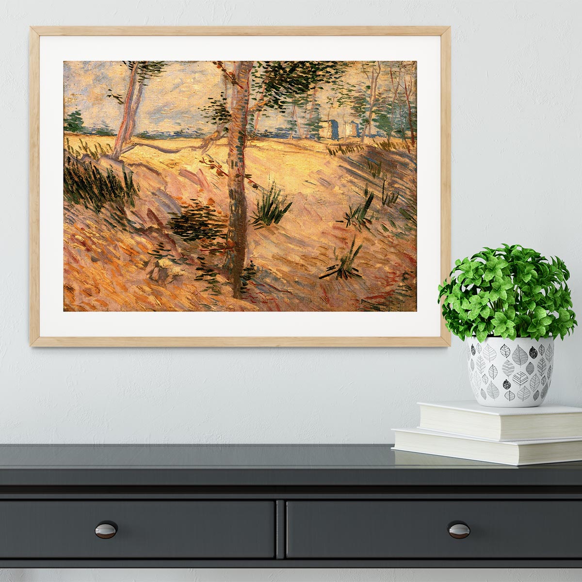 Trees in a Field on a Sunny Day by Van Gogh Framed Print - Canvas Art Rocks - 3