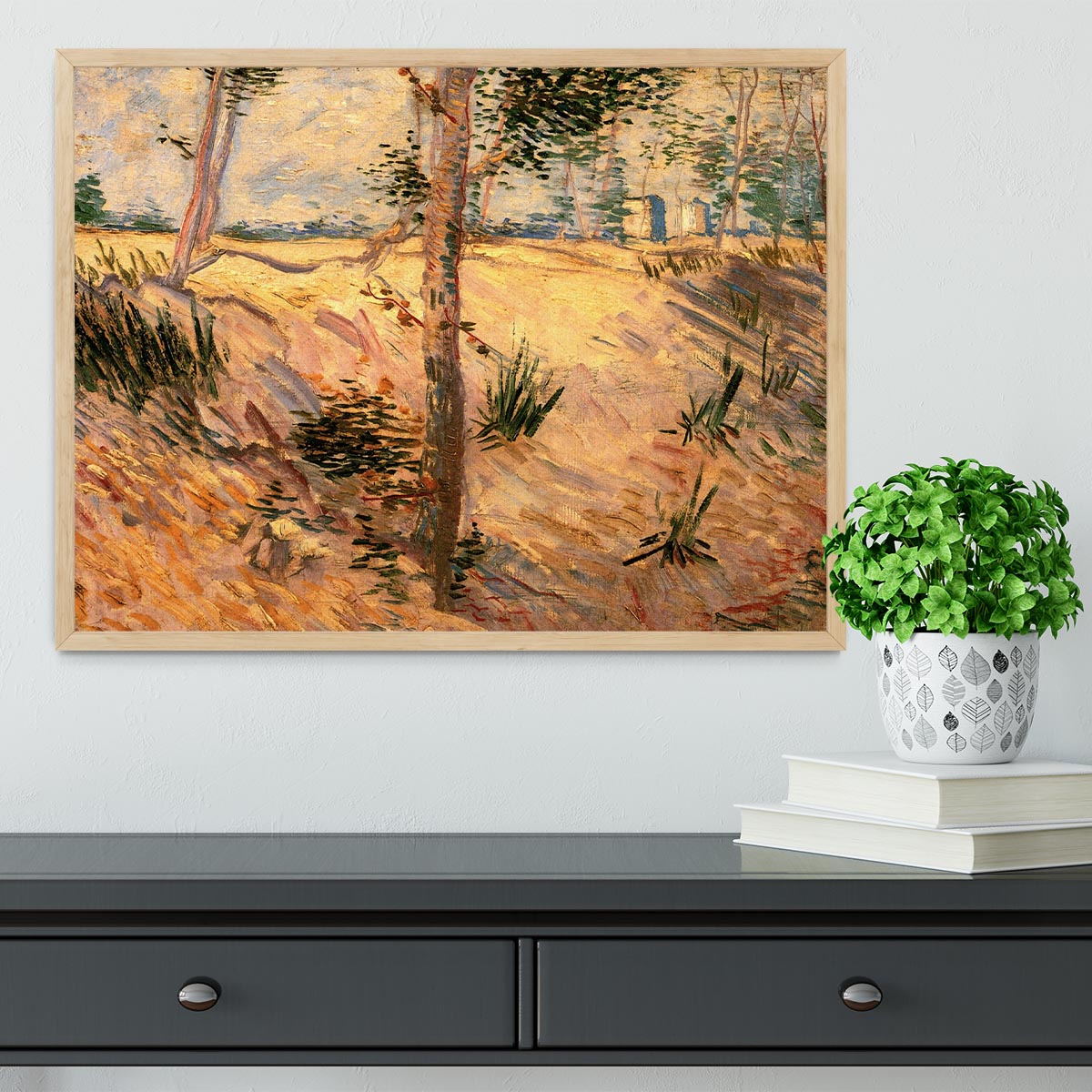 Trees in a Field on a Sunny Day by Van Gogh Framed Print - Canvas Art Rocks - 4