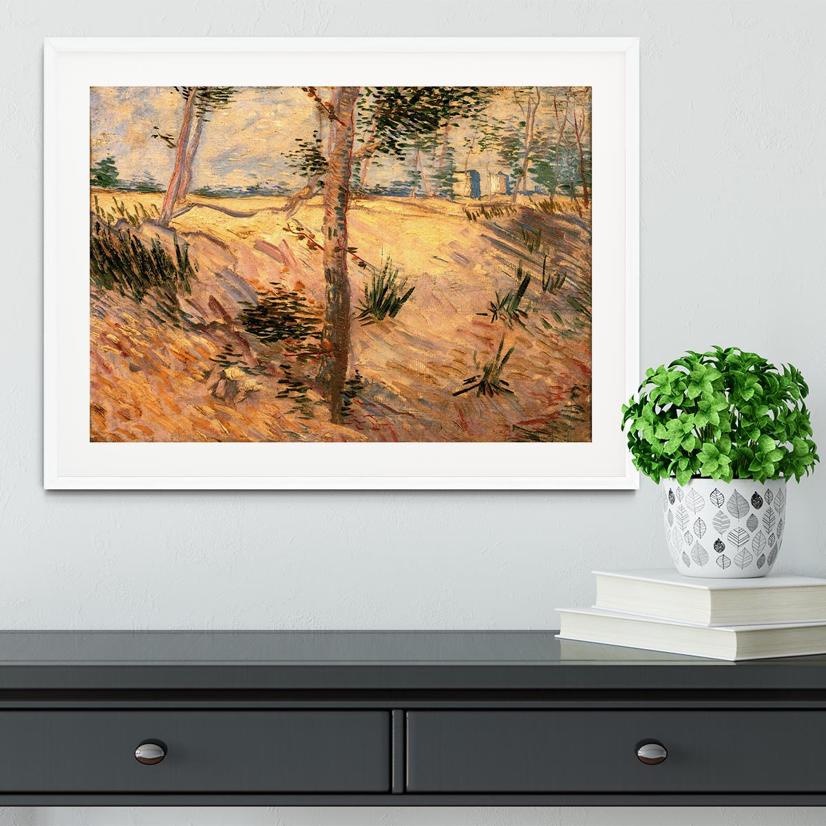 Trees in a Field on a Sunny Day by Van Gogh Framed Print - Canvas Art Rocks - 5