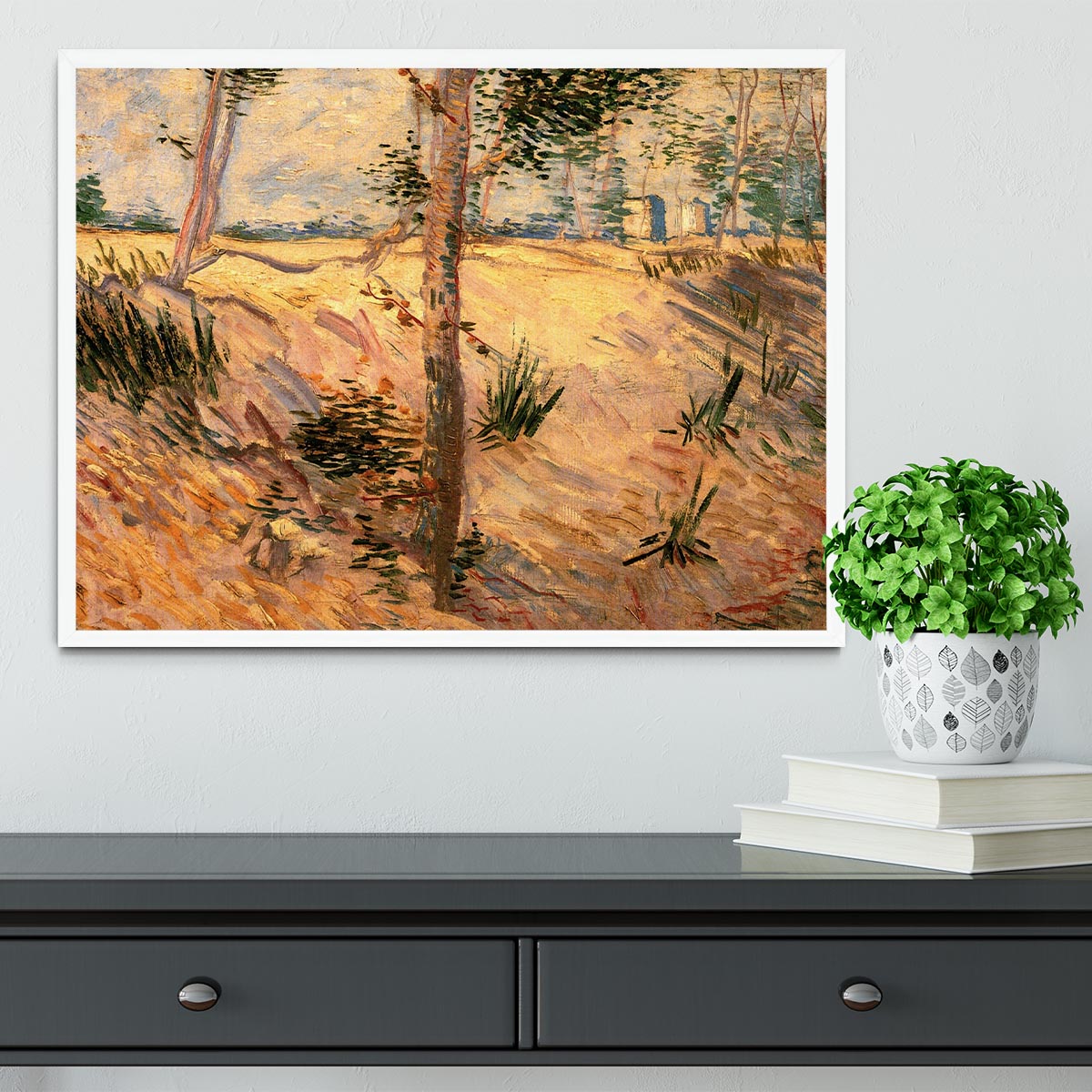 Trees in a Field on a Sunny Day by Van Gogh Framed Print - Canvas Art Rocks -6