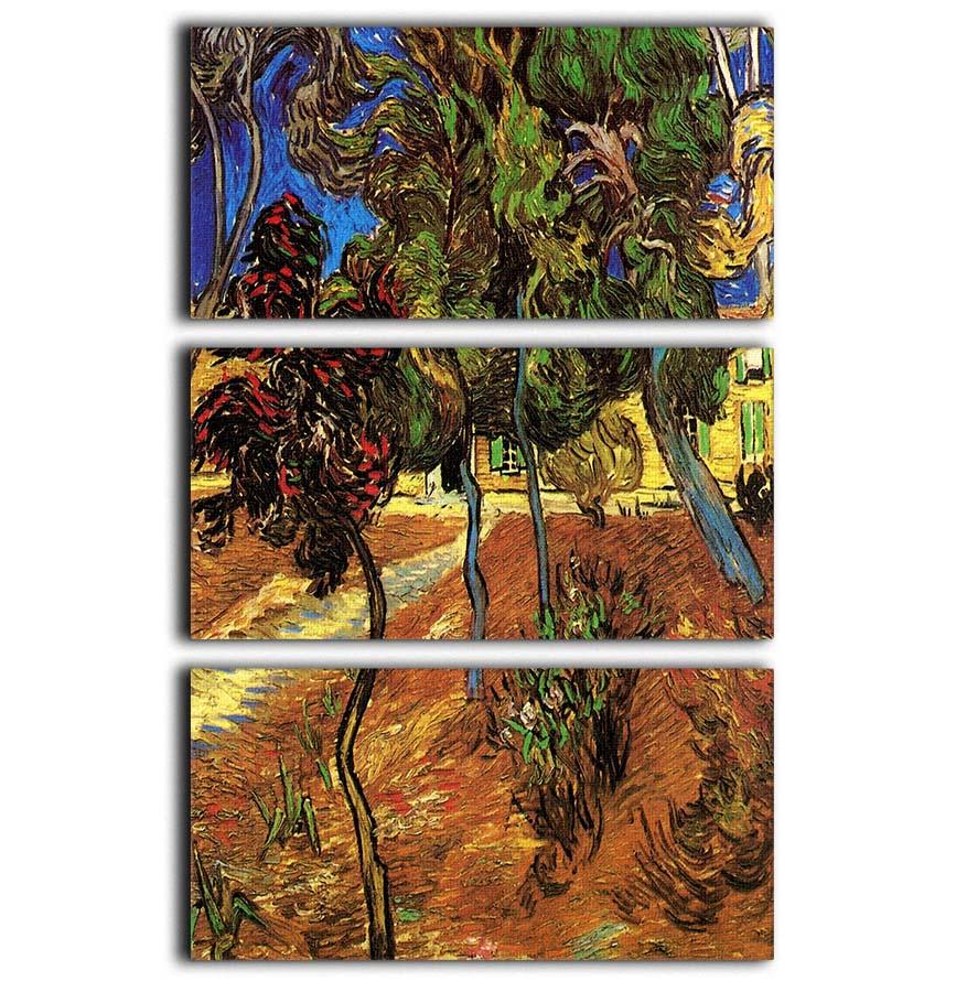 Trees in the Garden of Saint-Paul Hospital 2 by Van Gogh 3 Split Panel Canvas Print - Canvas Art Rocks - 1