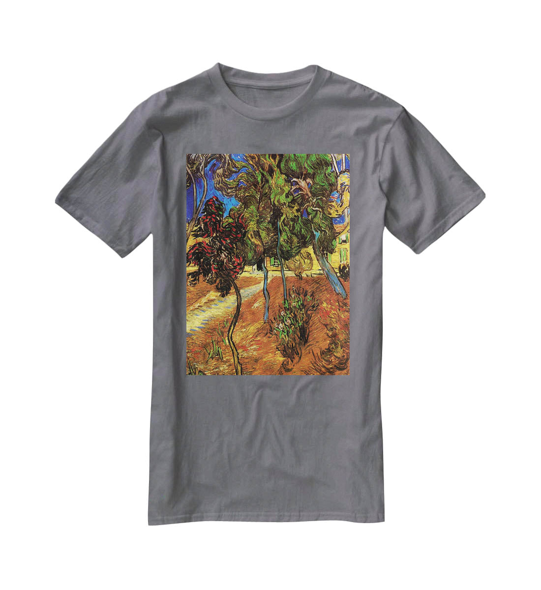 Trees in the Garden of Saint-Paul Hospital 2 by Van Gogh T-Shirt - Canvas Art Rocks - 3