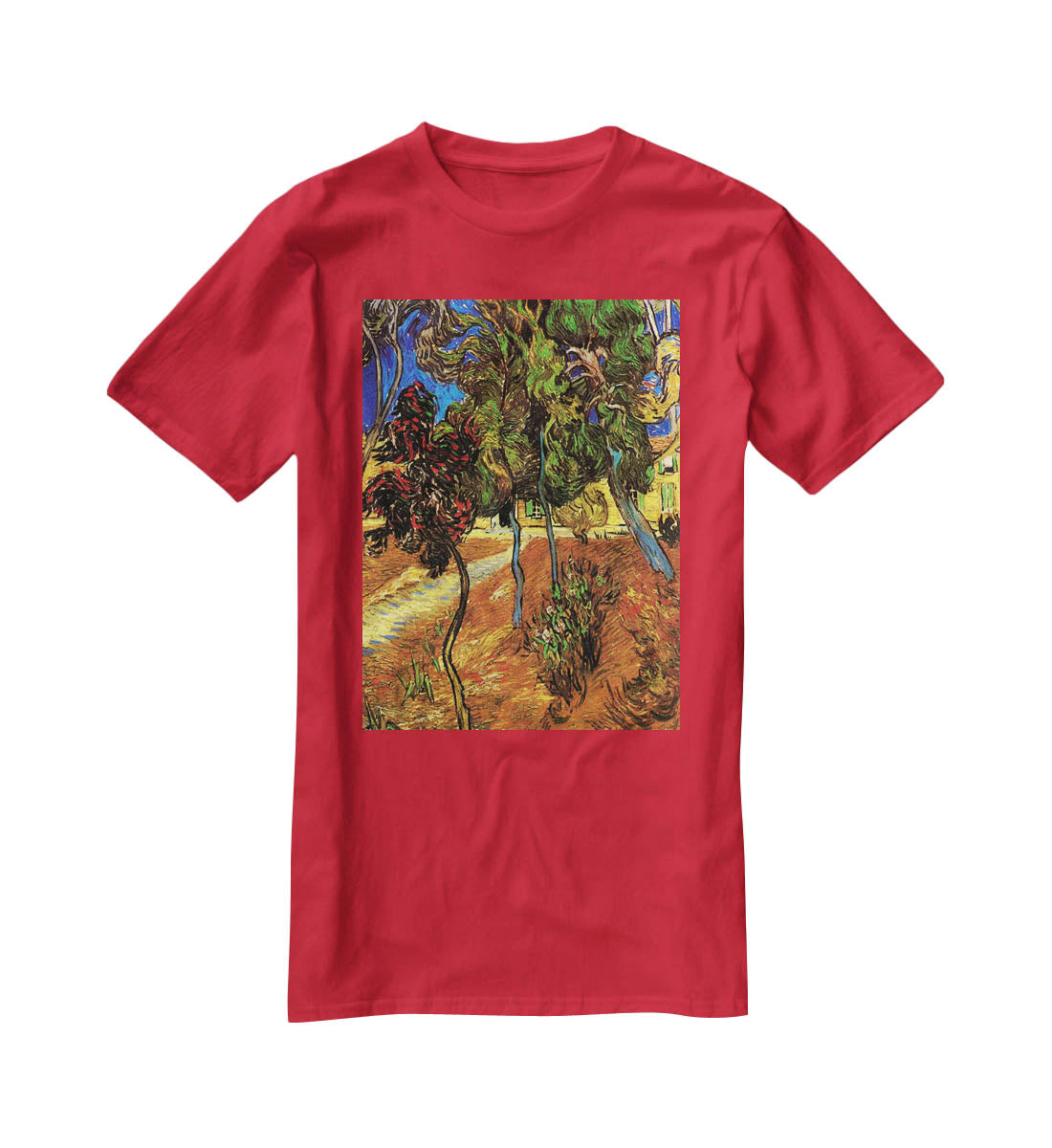 Trees in the Garden of Saint-Paul Hospital 2 by Van Gogh T-Shirt - Canvas Art Rocks - 4
