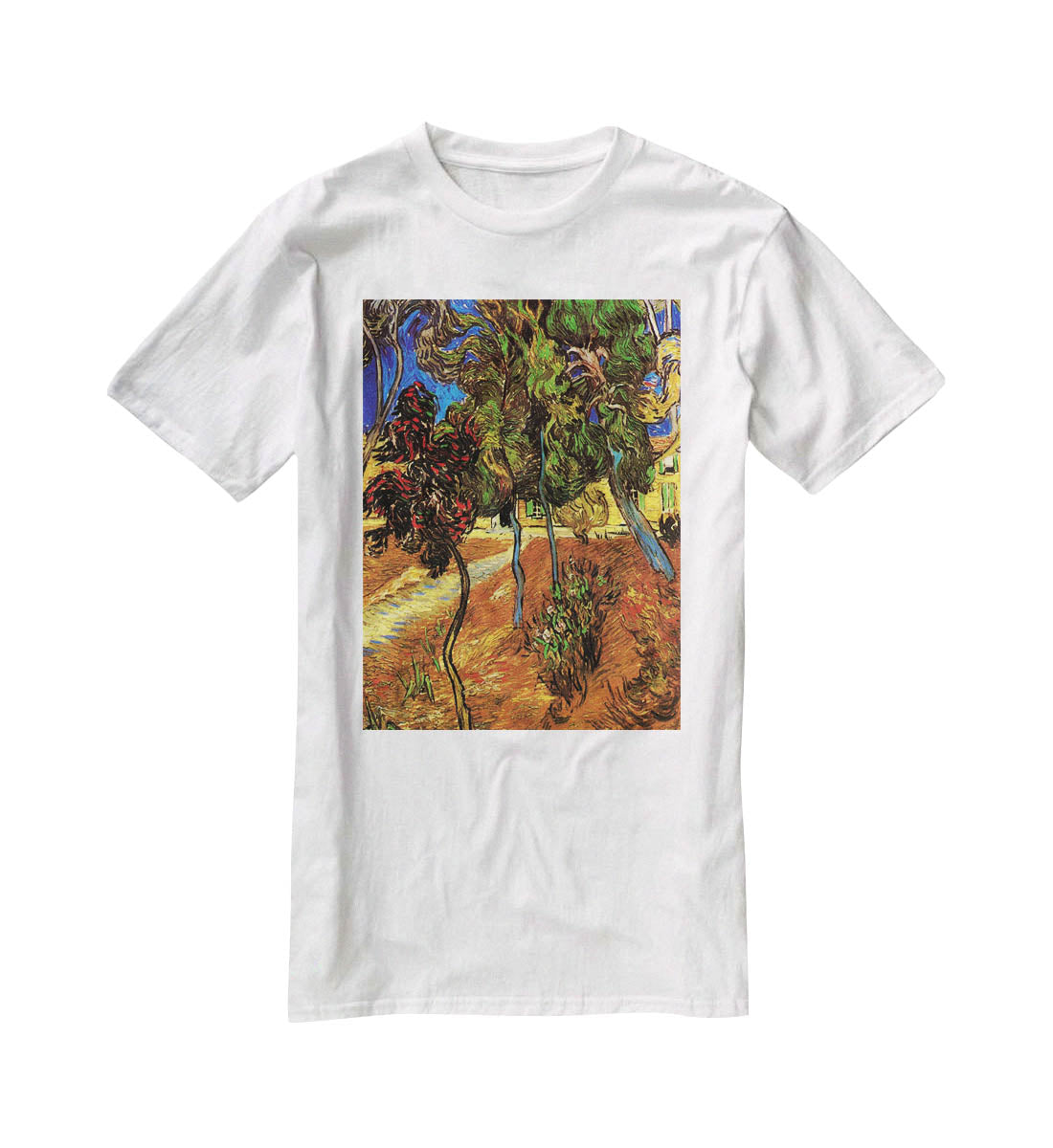 Trees in the Garden of Saint-Paul Hospital 2 by Van Gogh T-Shirt - Canvas Art Rocks - 5