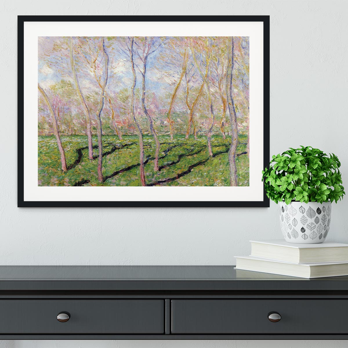 Trees in winter look at Bennecourt by Monet Framed Print - Canvas Art Rocks - 1