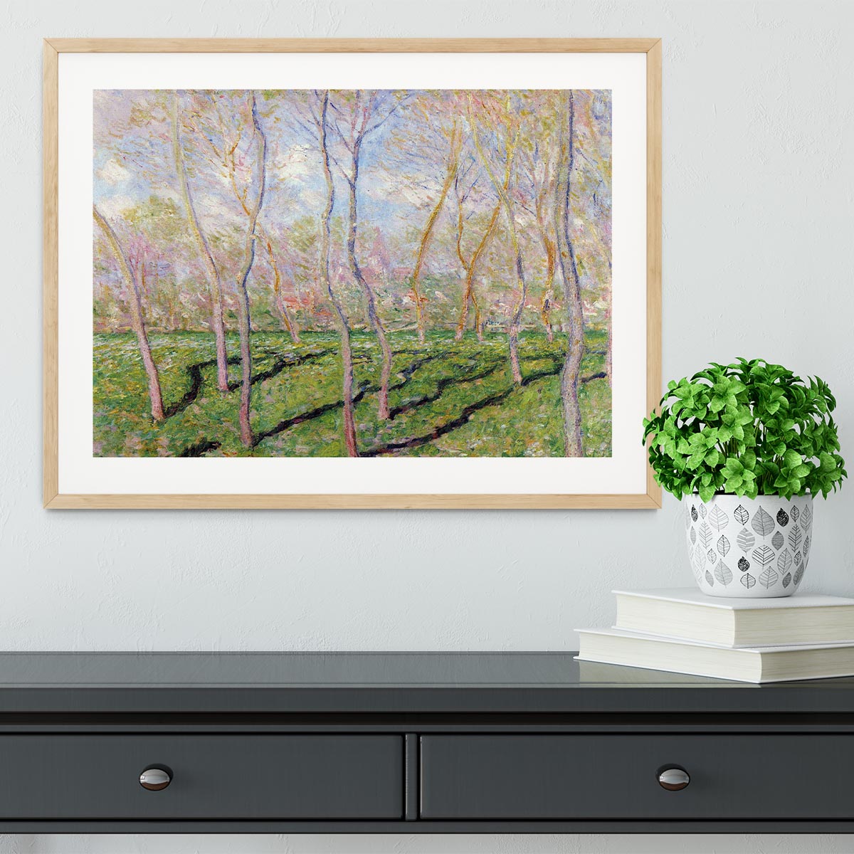 Trees in winter look at Bennecourt by Monet Framed Print - Canvas Art Rocks - 3