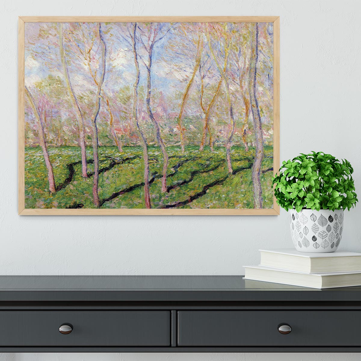 Trees in winter look at Bennecourt by Monet Framed Print - Canvas Art Rocks - 4