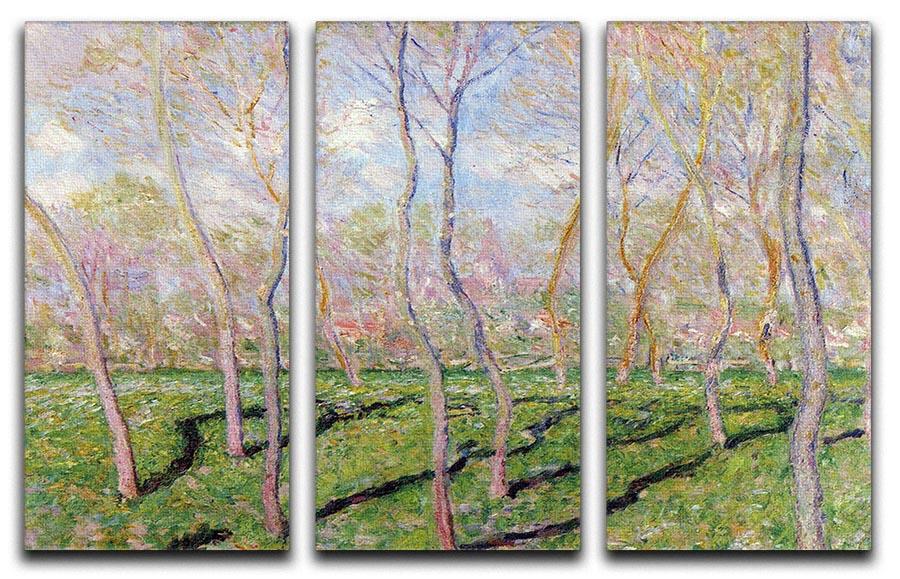 Trees in winter look at Bennecourt by Monet Split Panel Canvas Print - Canvas Art Rocks - 4