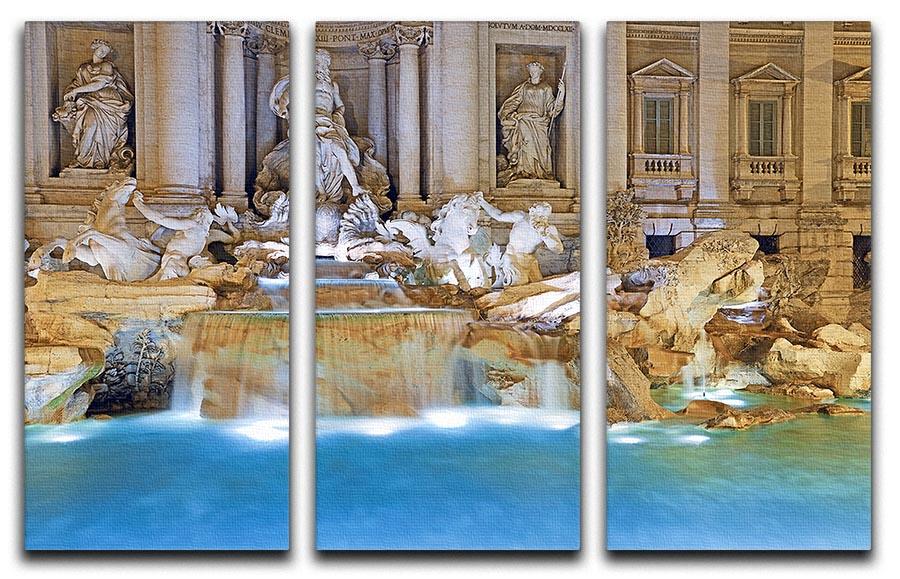 Trevi Fountain Rome 3 Split Panel Canvas Print - Canvas Art Rocks - 1