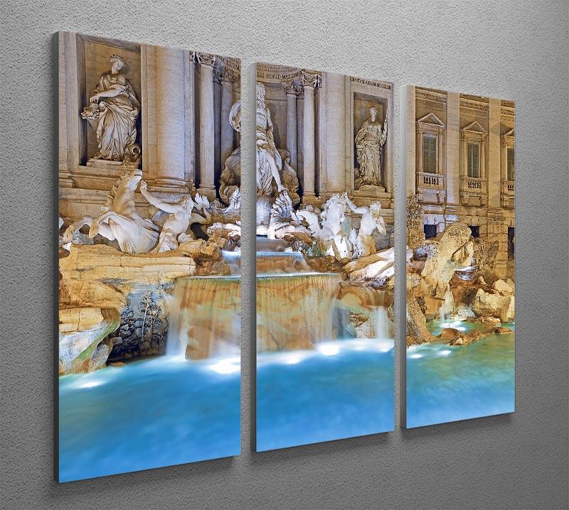 Trevi Fountain Rome 3 Split Panel Canvas Print - Canvas Art Rocks - 2