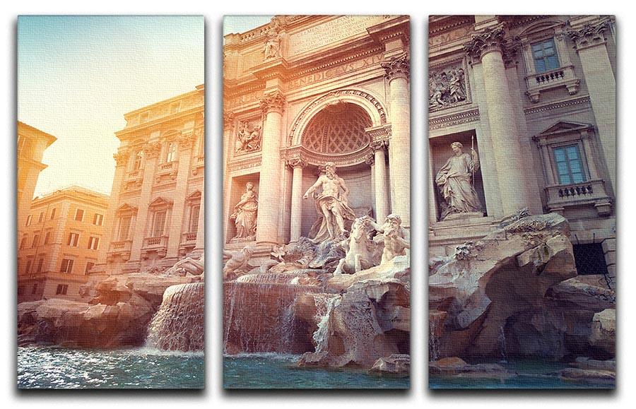 Trevi Fountain in Rome Italy 3 Split Panel Canvas Print - Canvas Art Rocks - 1