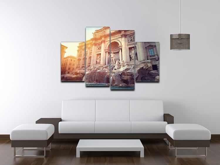 Trevi Fountain in Rome Italy 4 Split Panel Canvas  - Canvas Art Rocks - 3