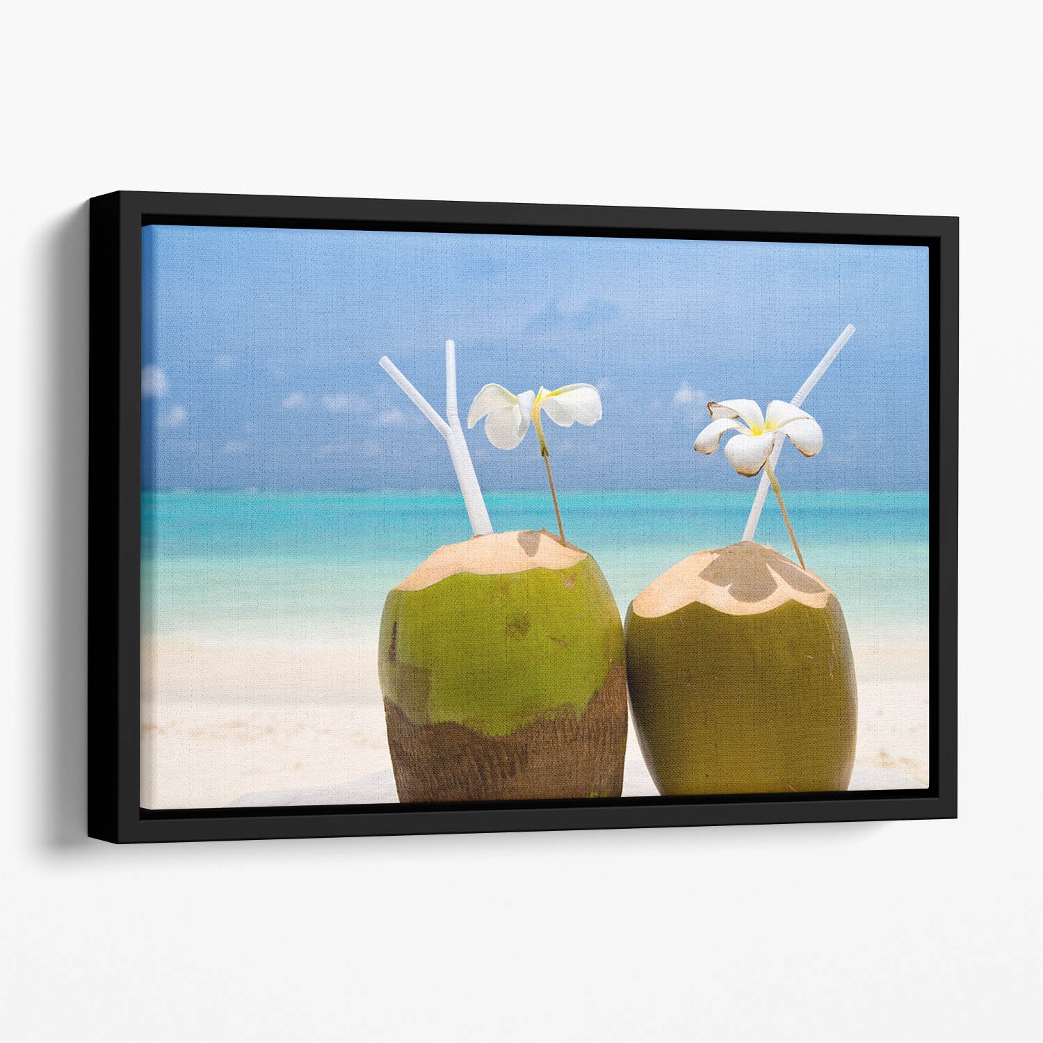 Tropical Coconut Cocktail Floating Framed Canvas