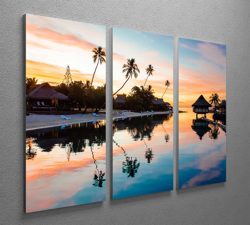 Tropical Sunset at Moorea 3 Split Panel Canvas Print - Canvas Art Rocks - 2