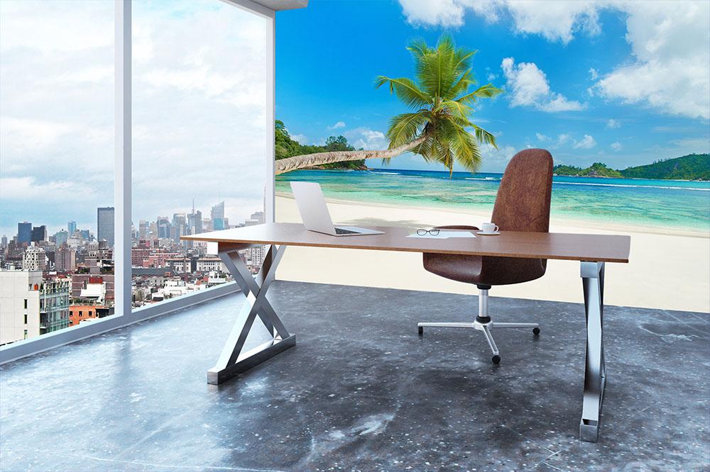 Tropical beach Baie Lazare Wall Mural Wallpaper - Canvas Art Rocks - 3