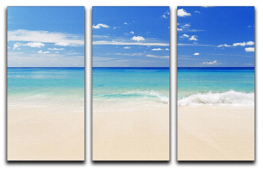 Tropical white sand beach and blue sky 3 Split Panel Canvas Print - Canvas Art Rocks - 1