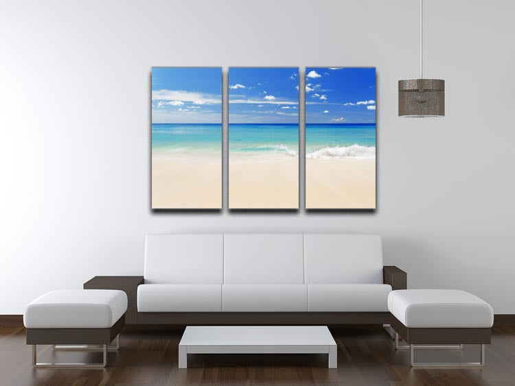 Tropical white sand beach and blue sky 3 Split Panel Canvas Print - Canvas Art Rocks - 3