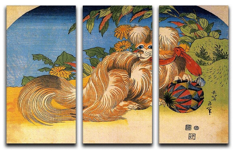 Tschin - the pet dog by Hokusai 3 Split Panel Canvas Print - Canvas Art Rocks - 1