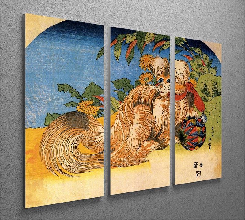 Tschin - the pet dog by Hokusai 3 Split Panel Canvas Print - Canvas Art Rocks - 2