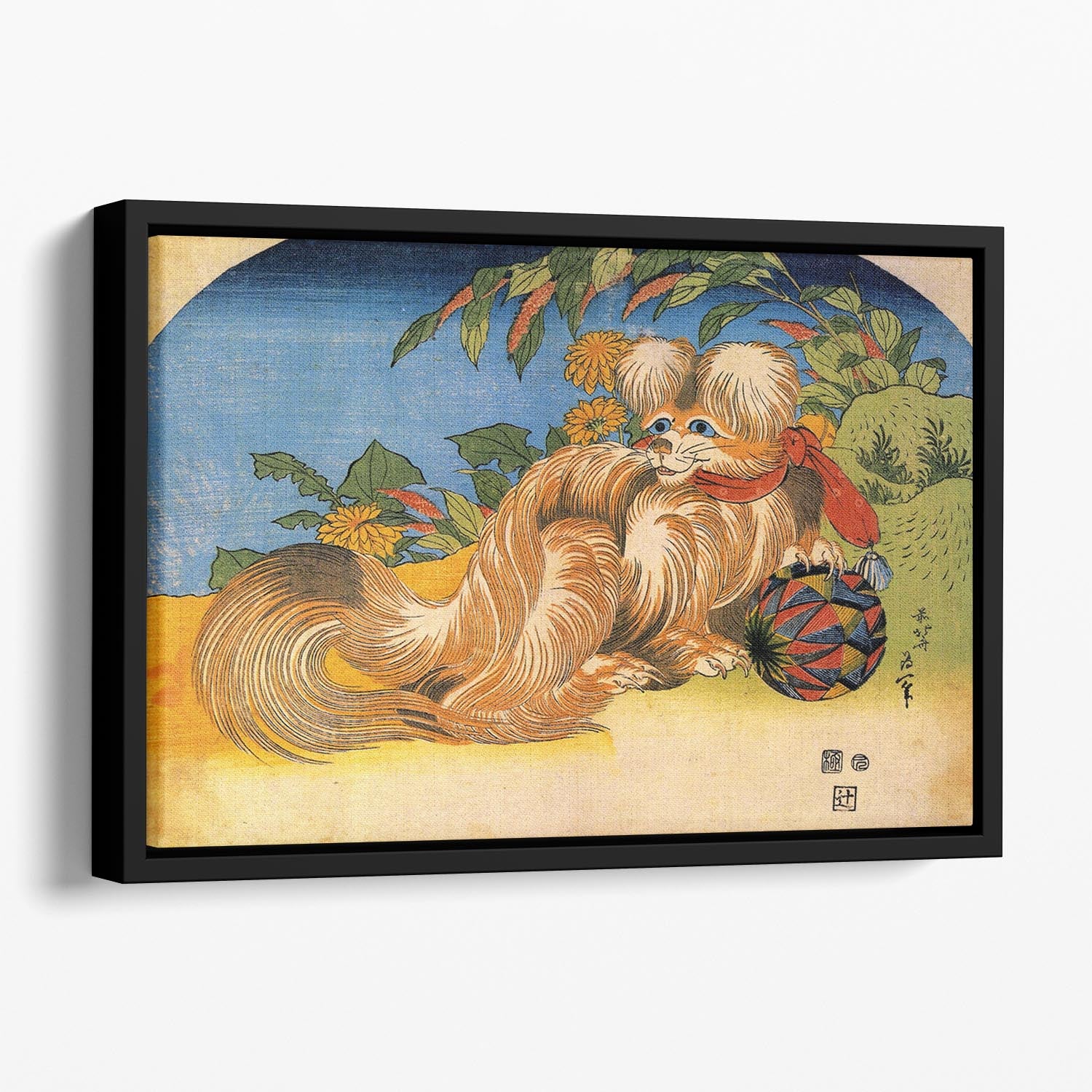 Tschin - the pet dog by Hokusai Floating Framed Canvas