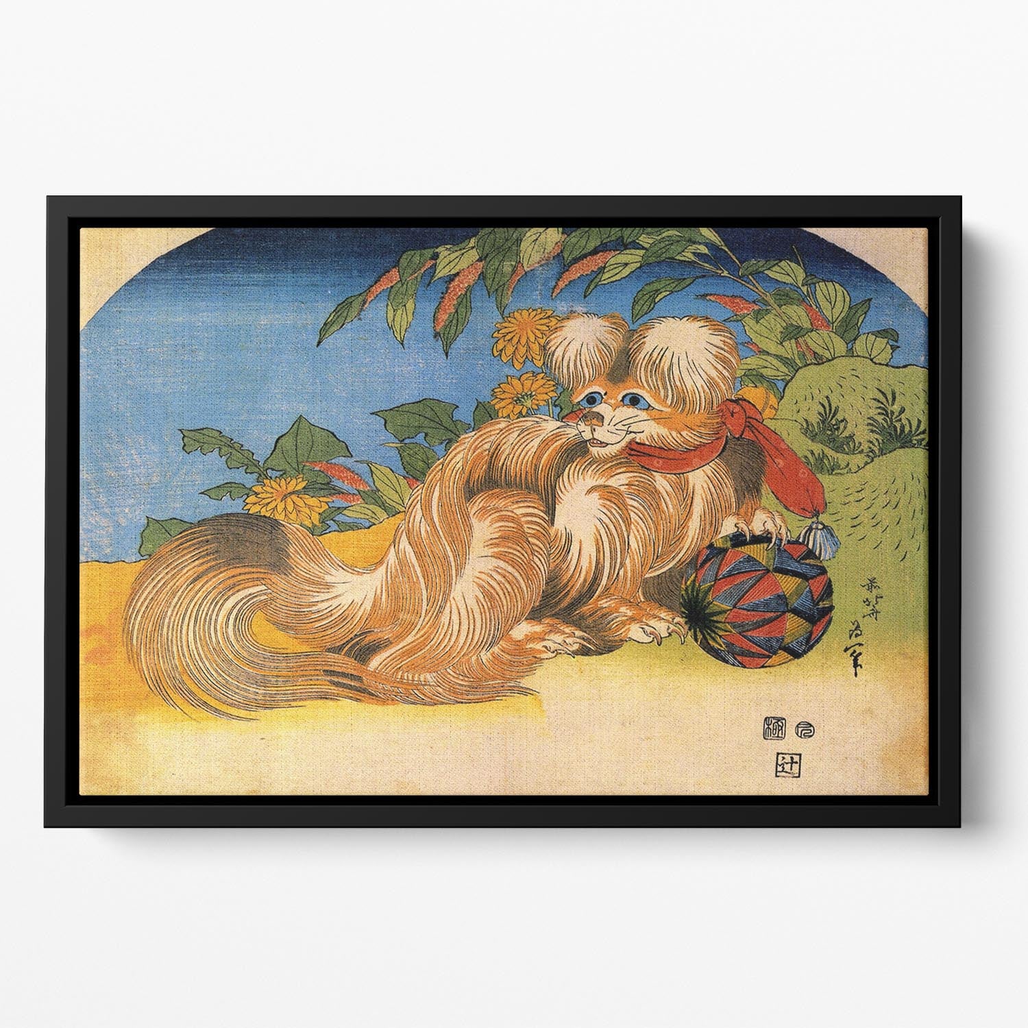 Tschin - the pet dog by Hokusai Floating Framed Canvas