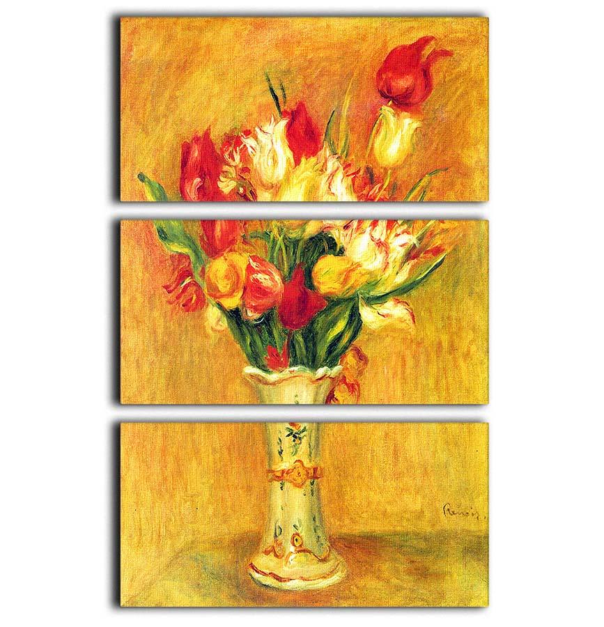 Tulips in a Vase by Renoir 3 Split Panel Canvas Print - Canvas Art Rocks - 1
