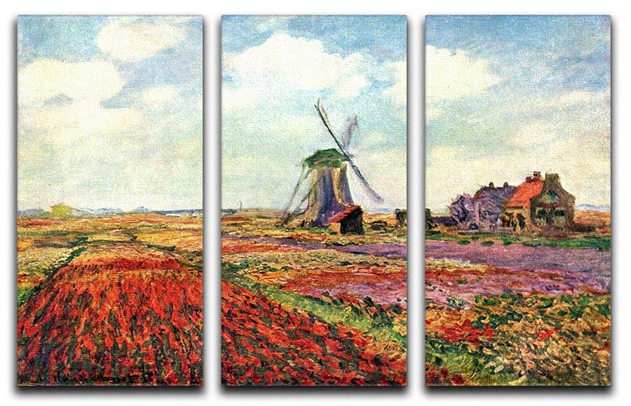Tulips of Holland by Monet Split Panel Canvas Print - Canvas Art Rocks - 4