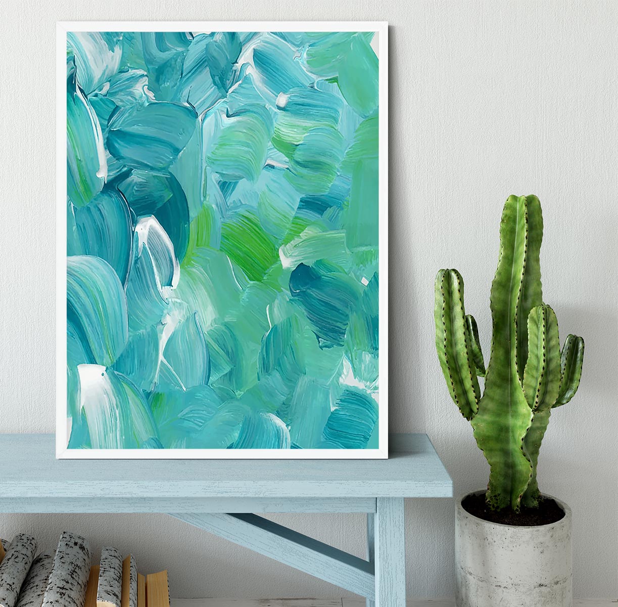 Turquoise blue oil paint Framed Print - Canvas Art Rocks -6