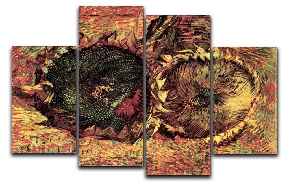 Two Cut Sunflowers 2 by Van Gogh 4 Split Panel Canvas  - Canvas Art Rocks - 1