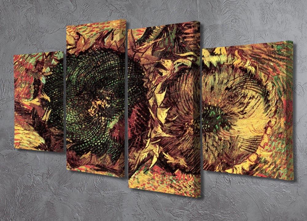Two Cut Sunflowers 2 by Van Gogh 4 Split Panel Canvas - Canvas Art Rocks - 2