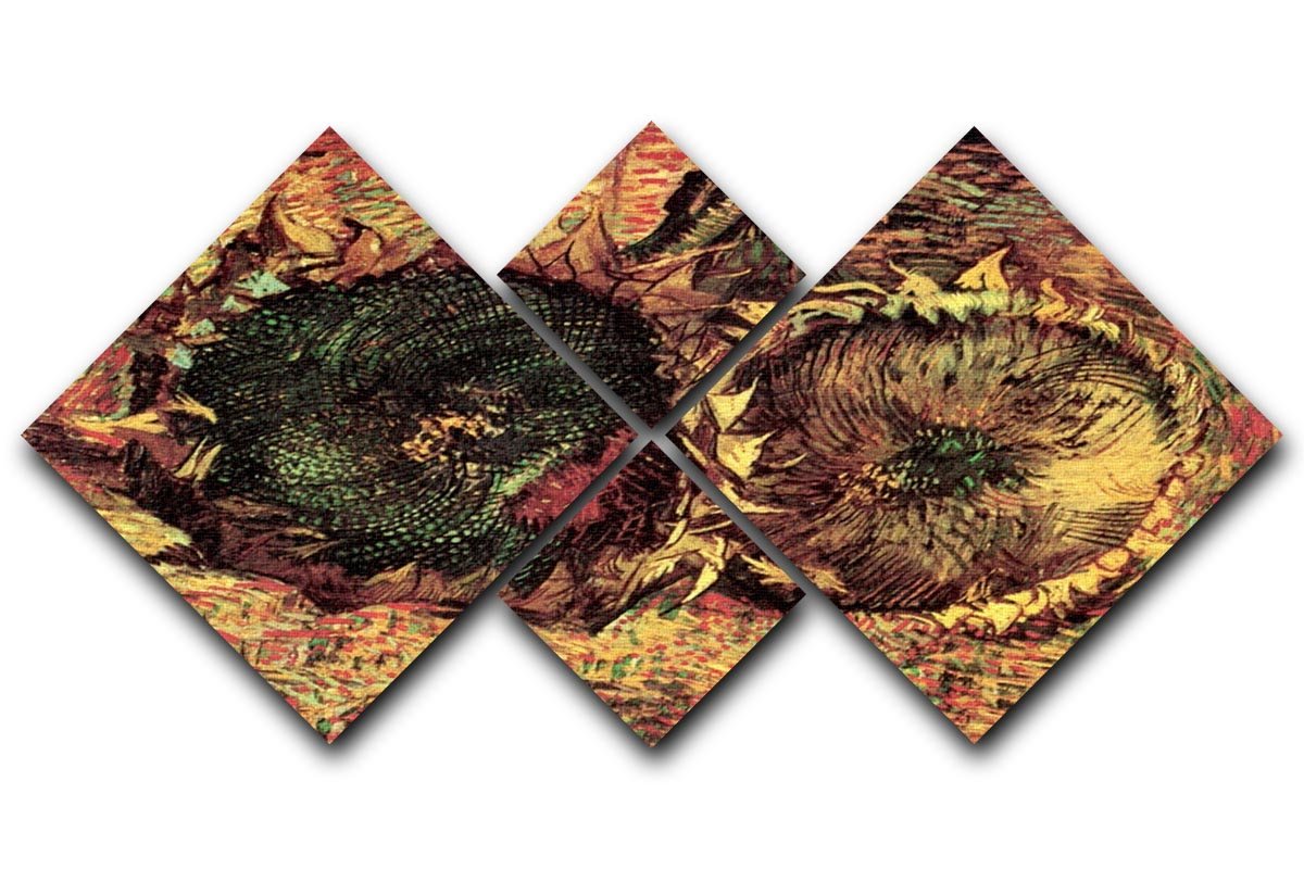 Two Cut Sunflowers 2 by Van Gogh 4 Square Multi Panel Canvas  - Canvas Art Rocks - 1