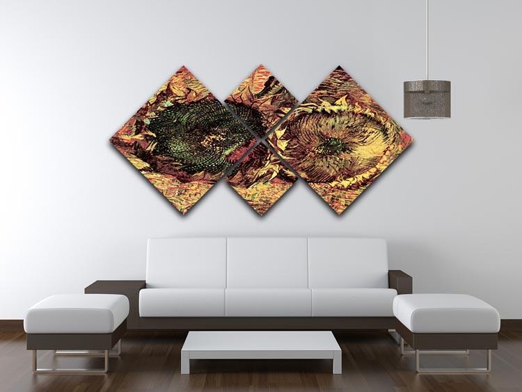 Two Cut Sunflowers 2 by Van Gogh 4 Square Multi Panel Canvas - Canvas Art Rocks - 3