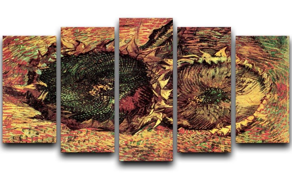 Two Cut Sunflowers 2 by Van Gogh 5 Split Panel Canvas  - Canvas Art Rocks - 1