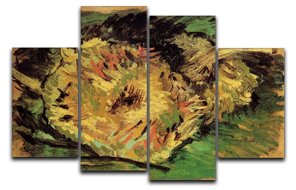 Two Cut Sunflowers by Van Gogh 4 Split Panel Canvas  - Canvas Art Rocks - 1