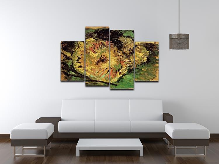 Two Cut Sunflowers by Van Gogh 4 Split Panel Canvas - Canvas Art Rocks - 3