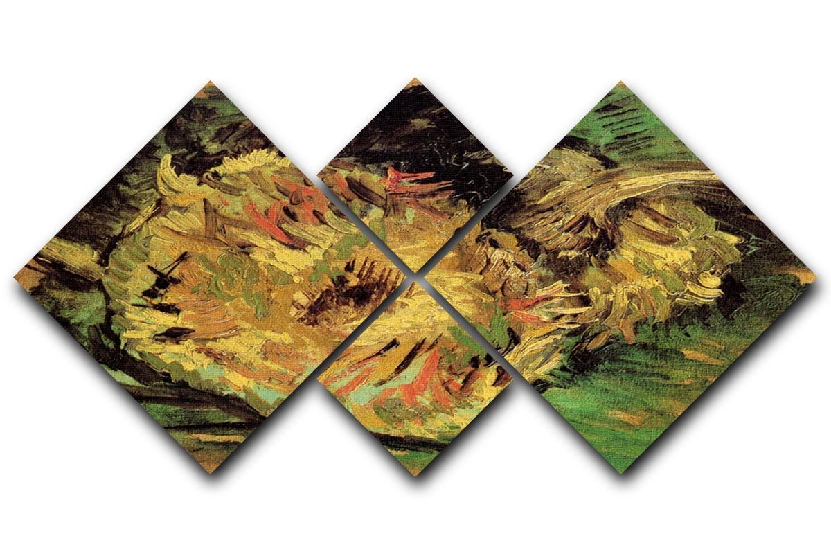 Two Cut Sunflowers by Van Gogh 4 Square Multi Panel Canvas  - Canvas Art Rocks - 1