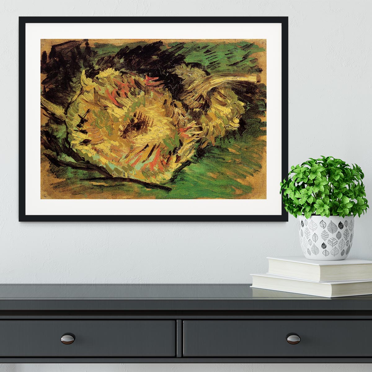 Two Cut Sunflowers by Van Gogh Framed Print - Canvas Art Rocks - 1
