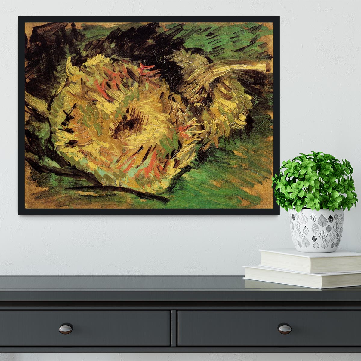 Two Cut Sunflowers by Van Gogh Framed Print - Canvas Art Rocks - 2