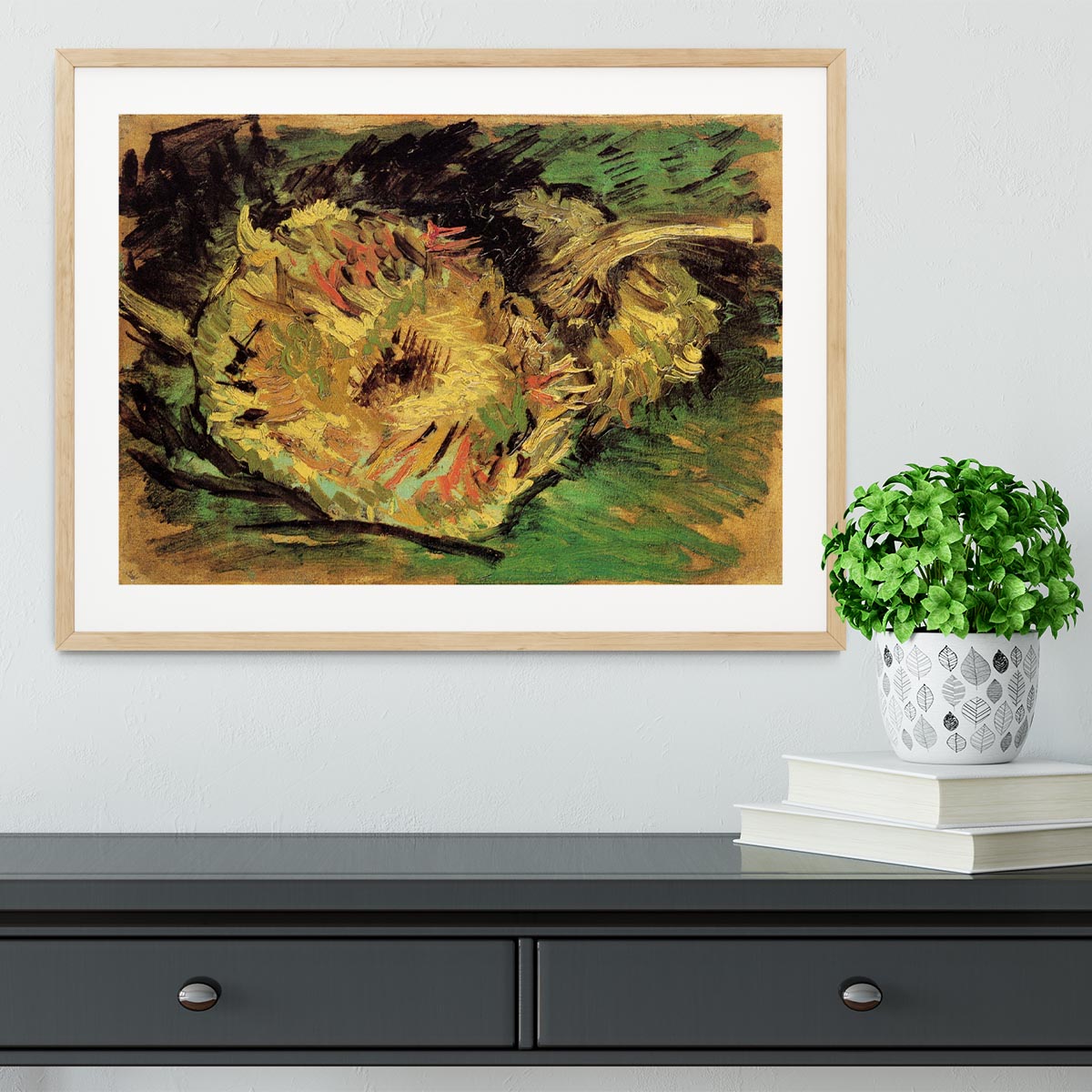 Two Cut Sunflowers by Van Gogh Framed Print - Canvas Art Rocks - 3