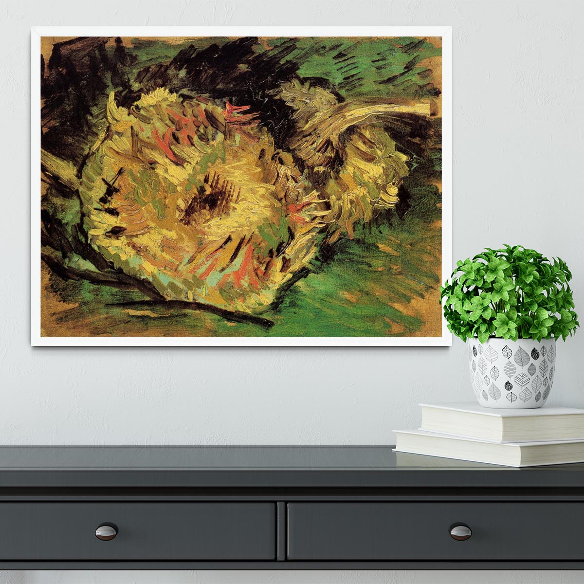 Two Cut Sunflowers by Van Gogh Framed Print - Canvas Art Rocks -6