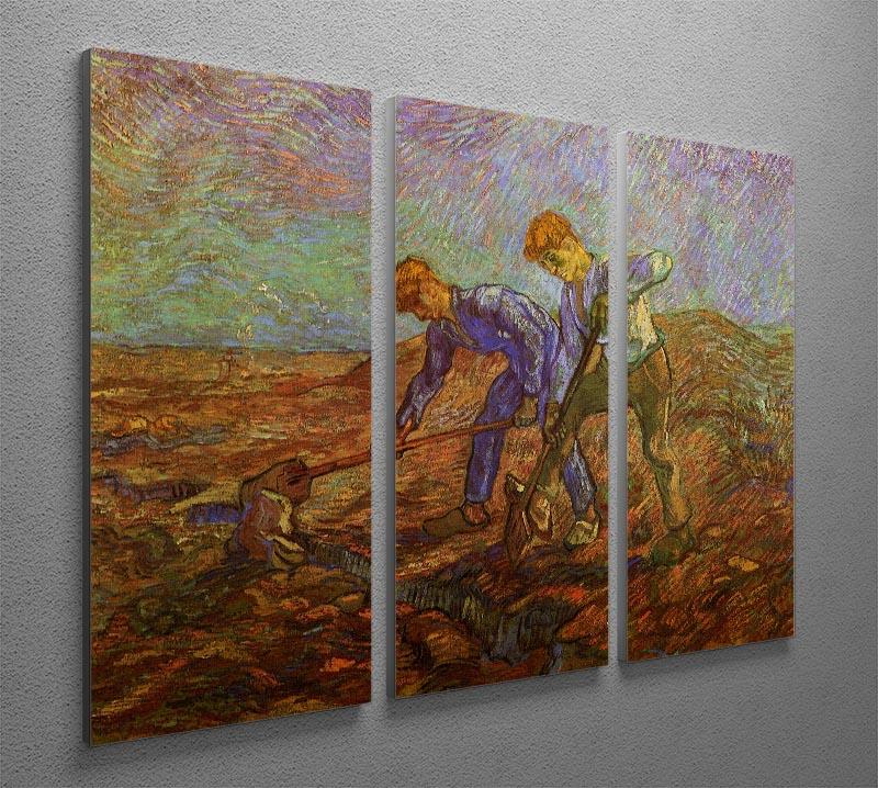 Two Peasants Digging by Van Gogh 3 Split Panel Canvas Print - Canvas Art Rocks - 4